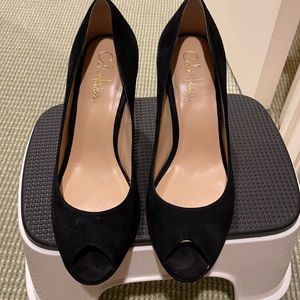 Colehaan suede peep toe pumps